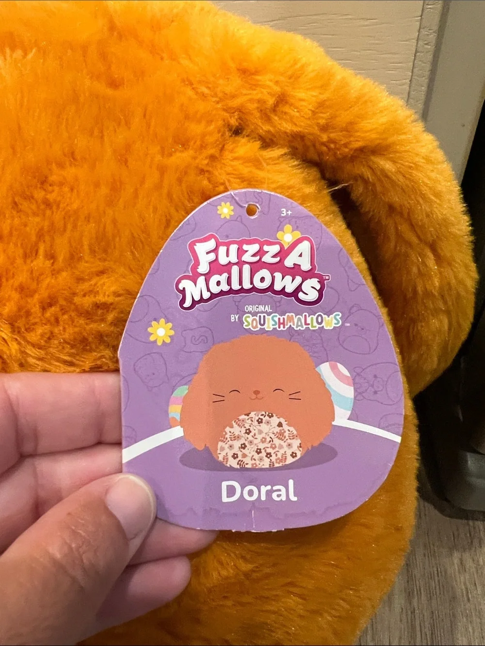 Squishmallows Orange Bunny Plush with Floral Belly